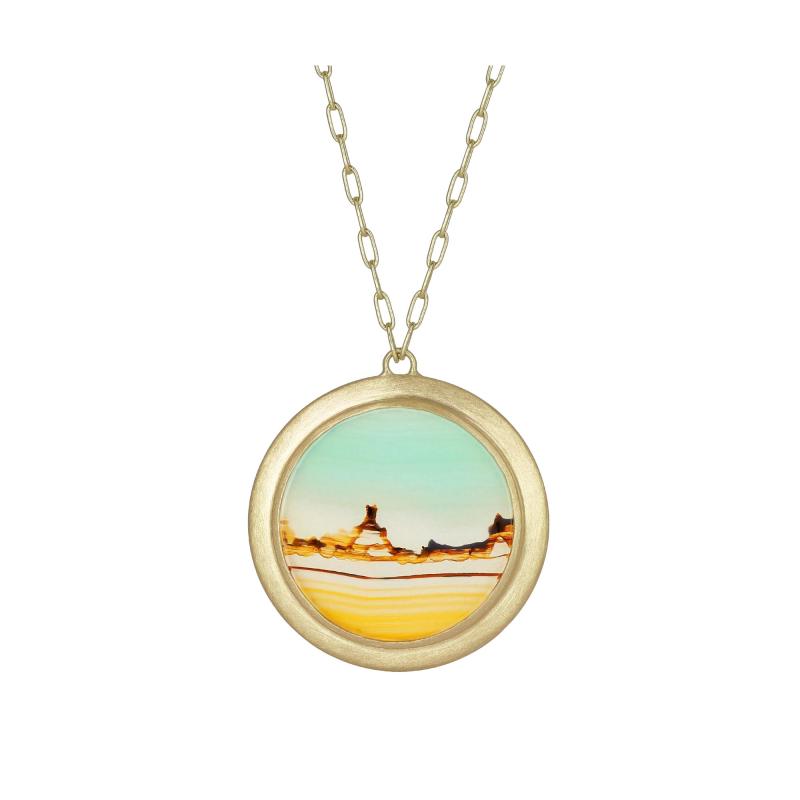  Talkative Natural Landscape Agate Gold One of a Kind Drop Necklace Talkative 2023