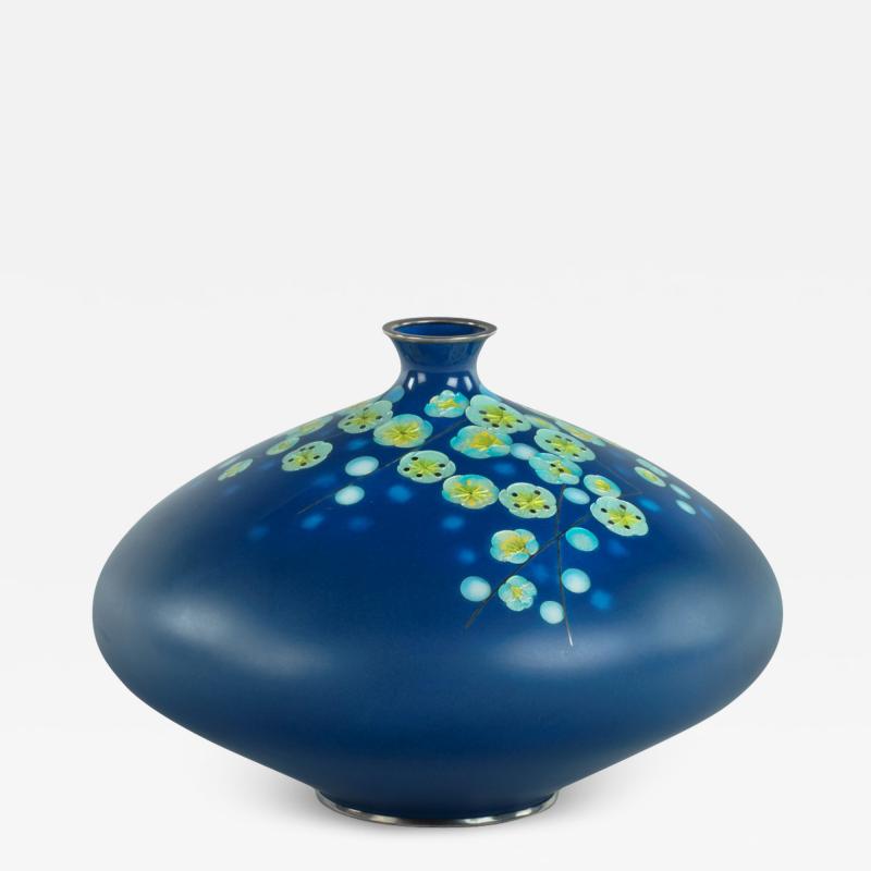  Tamura A Showa period blue cloisonne vase by Tamura