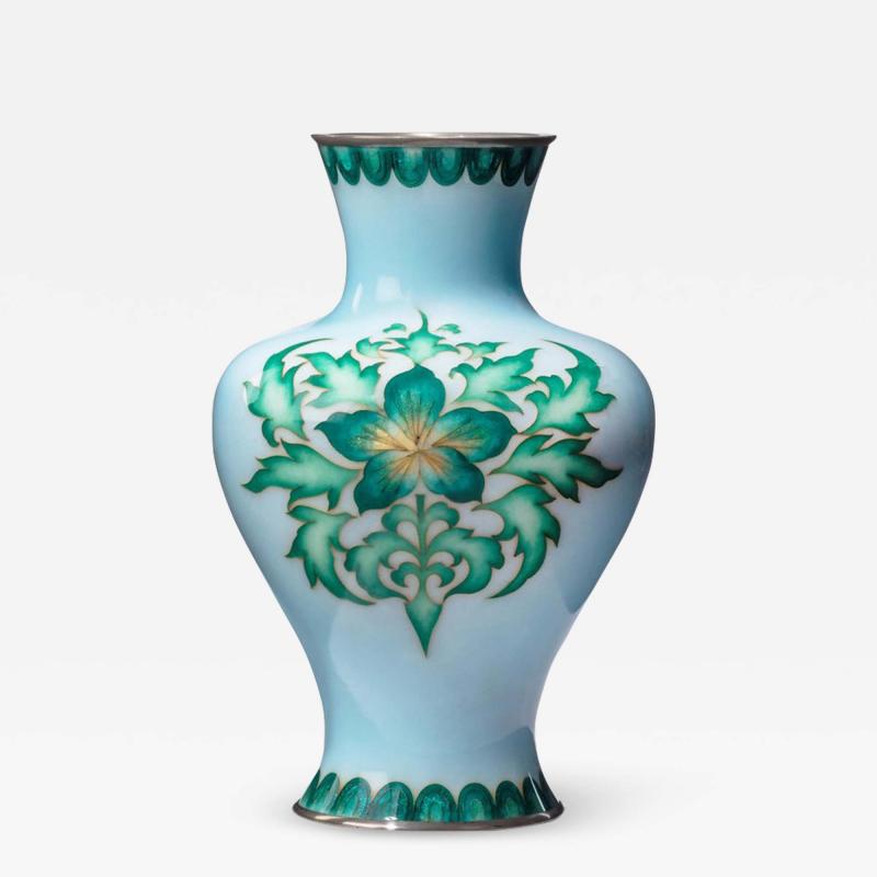 Tamura Showa Period Pale Blue Cloisonn Vase by Tamura