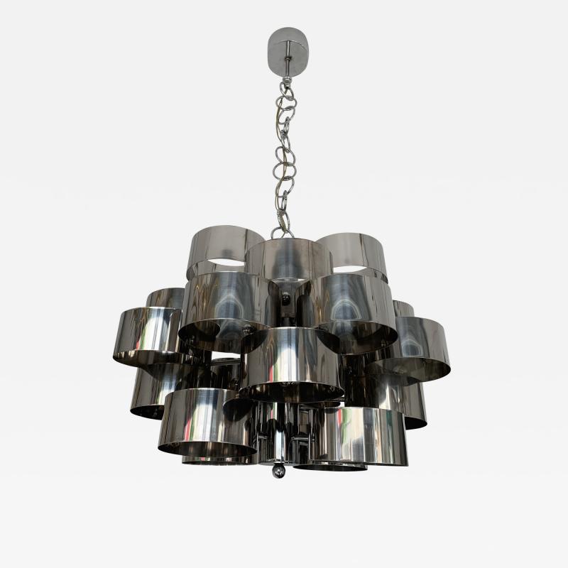  Targetti Sankey Chandelier Metal Chrome by Targetti Sankey Italy 1970s