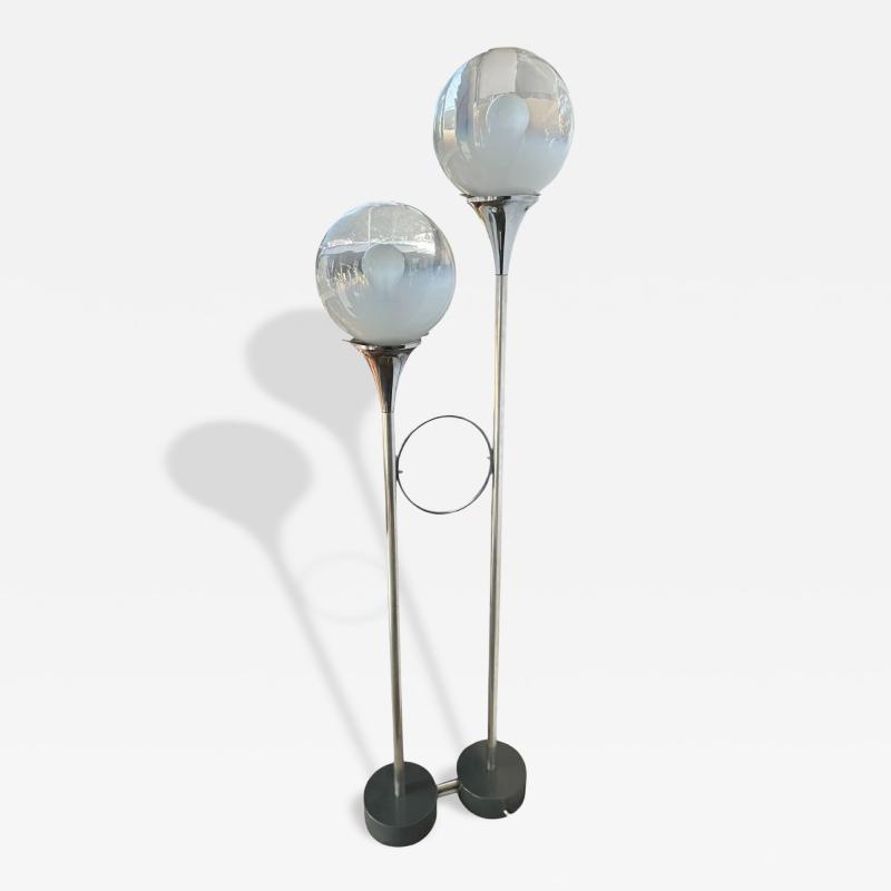 Targetti Sankey Mid Century Chrome and Glass floor lamp By Targetti
