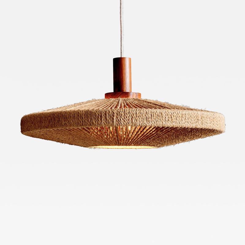  Temde Leuchten Temde Leuchten UFO Disc Pendant with Teakwood Centerpiece