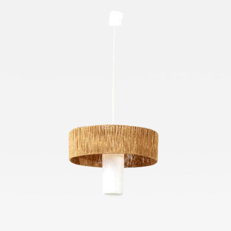  Temde Leuchten Temde Teak and Sisal Pendant Lamp