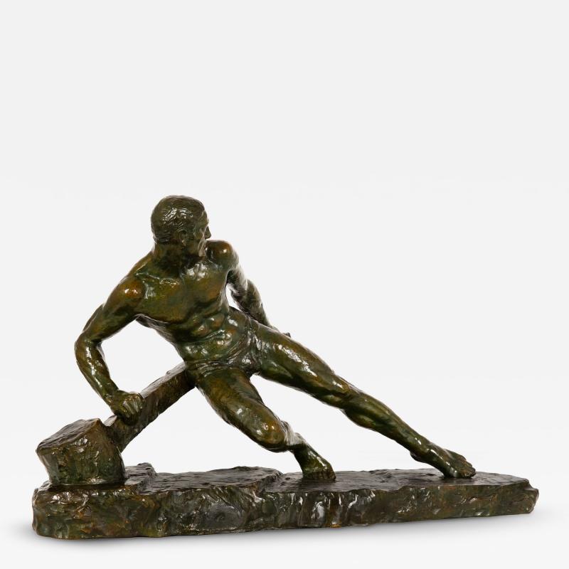  The Lock Antique Art Deco French Bronze Sculpture by Pierre Le Faguays