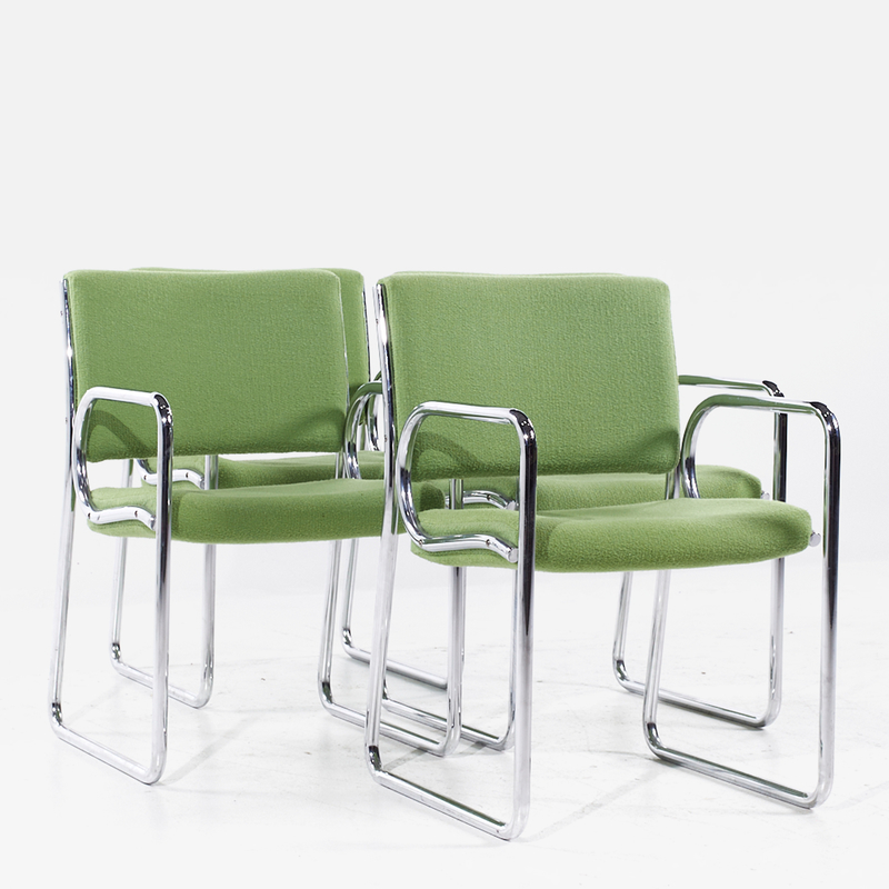  The Vecta Group Dallas Vecta Group Dallas Mid Century Green and Chrome Chairs Set of 4