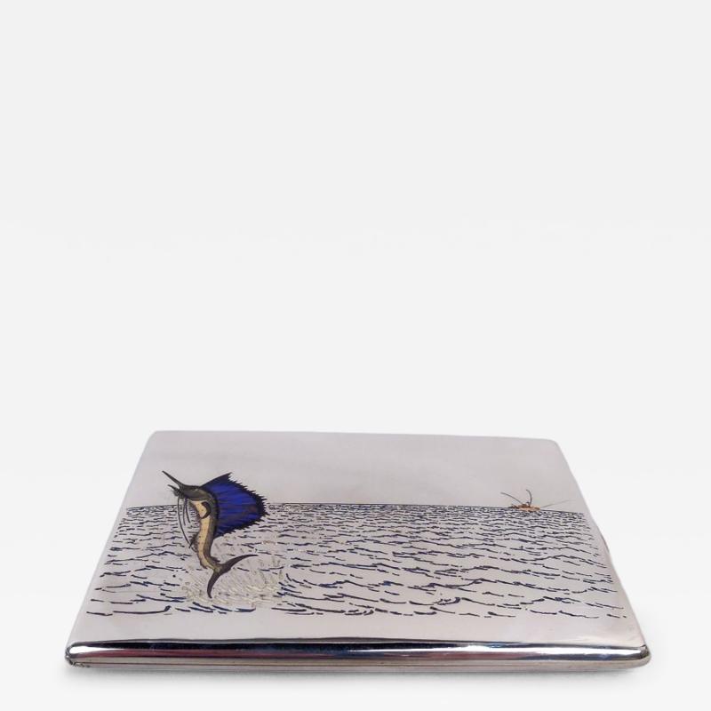 Thomae in Attleboro American Modern Enamel Swordfish Cigarette Case