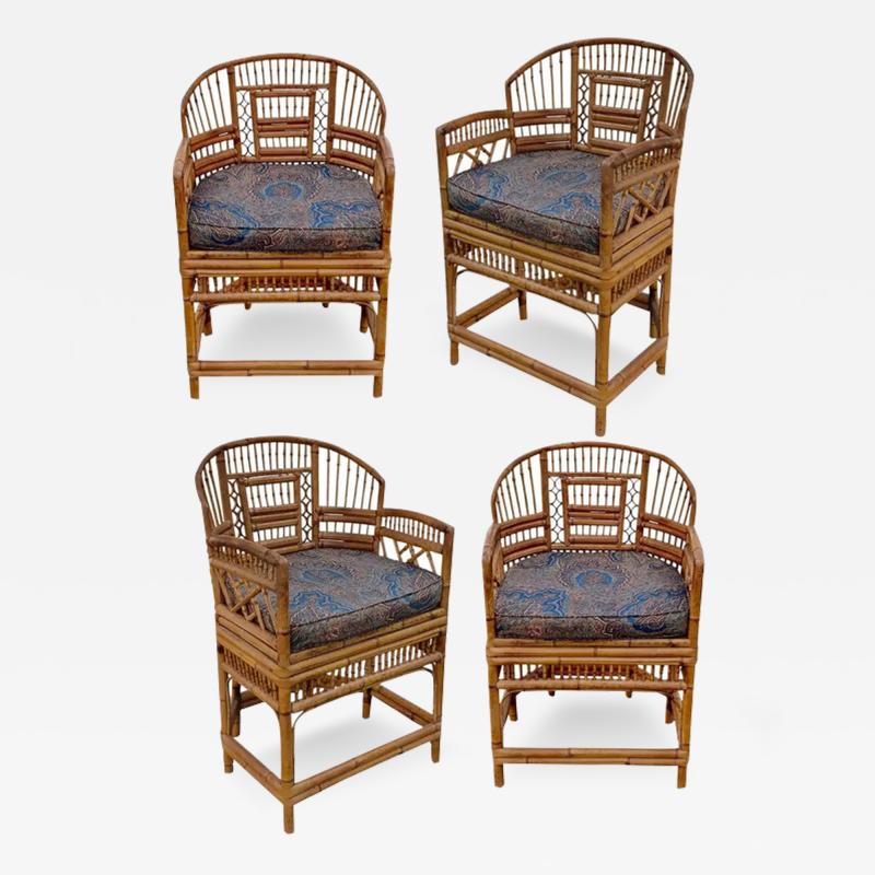  Thomasville Furniture Four Brighton Pavilion Style Bamboo Chairs by Thomasville Hollywood Regency