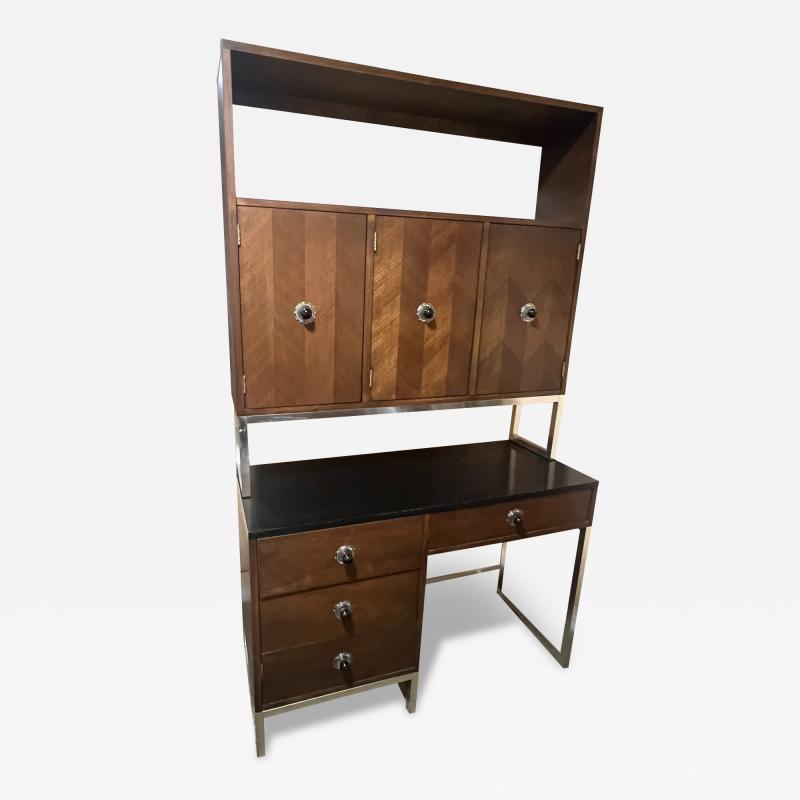  Thomasville Furniture MID CENTURY MODERN DESK AND BOOKCASE WITH CHROME SQUARE TUBULAR BASE