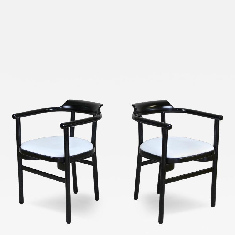  Thonet 20th Century Contemporary Thonet Armchairs White Leather Upholstery AT 1980s