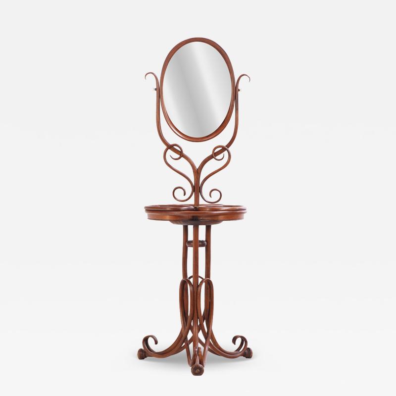  Thonet A Rare Thonet Bentwood Oak Shaving Stand Vanity with Mirror 19th C 