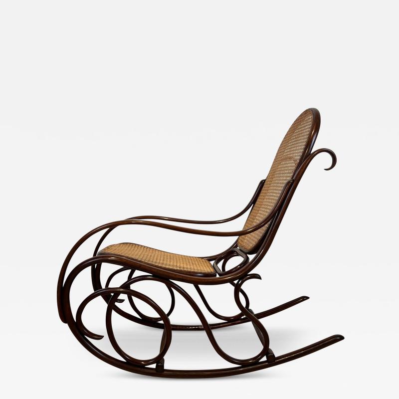  Thonet Art Nouveau Rocking Chair by Thonet Beech Weave Austria circa 1910