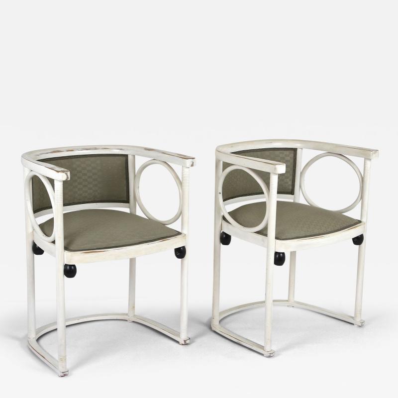  Thonet Art Nouveau Thonet Armchairs by Josef Hoffmann White Lacquered AT ca 1905