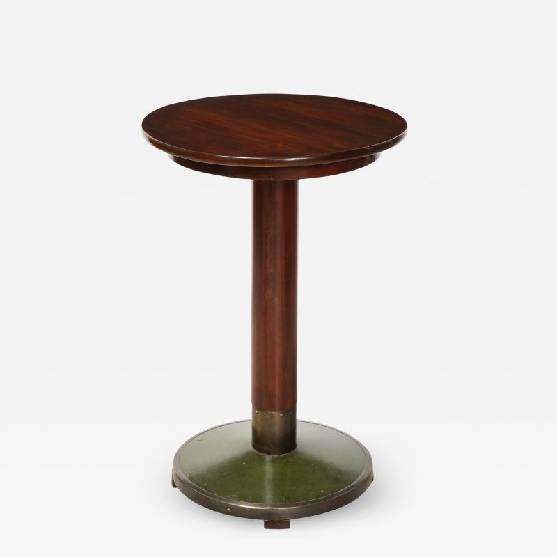  Thonet Center Table with Brass and Leather Base