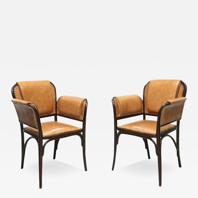  Thonet Pair Of 20th Century Art Nouveau Bentwood Armchairs by Thonet Austria ca 1904