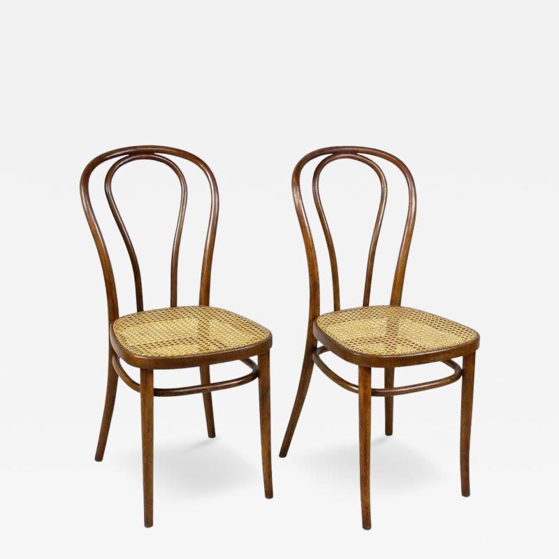  Thonet Set Of Two Art Nouveau Thonet Bentwood Chairs Vienesse Mesh AT ca 1895