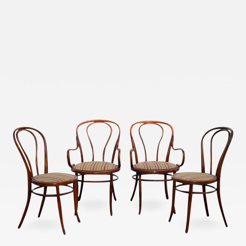  Thonet Set of Four Large Slender Bentwood Dining Set by Thonet