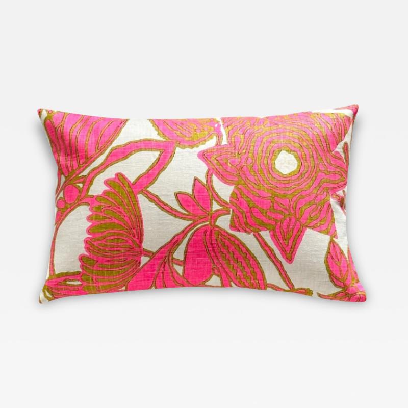  Threads Soft Goods 1970s Linen Print Pillow 11x17 USA 270c