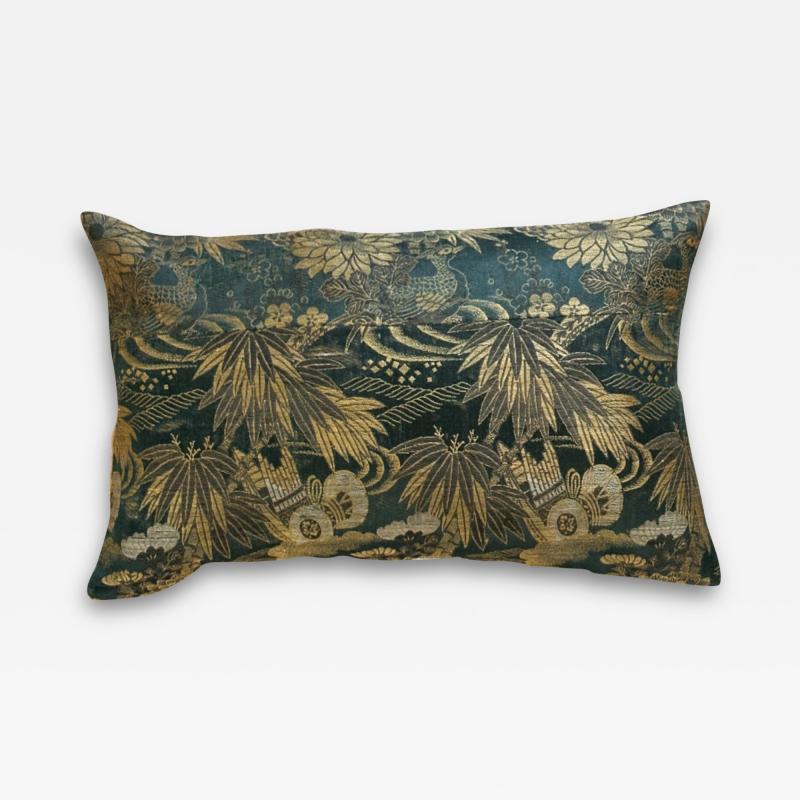  Threads Soft Goods Antique Silk Brocade Pillow 11x17 Japan