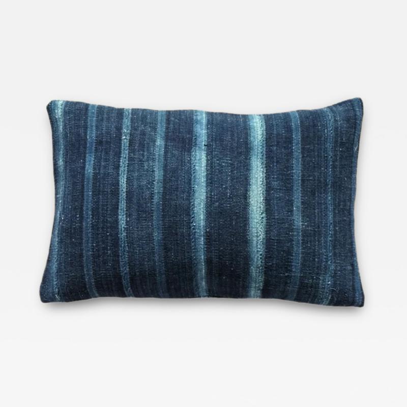  Threads Soft Goods Indigo Woven Stripe Pillow 11 x 17 North Africa 1471e