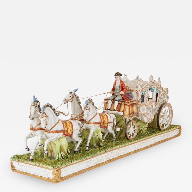  Tiche Italian Tiche porcelain horse and carriage group