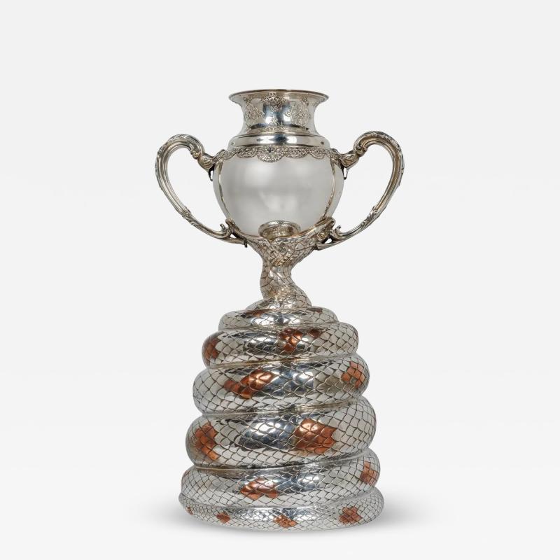  Tiffany Co A Rare Tiffany Co Sterling Silver and Mixed Metal Python Snake Trophy Vase