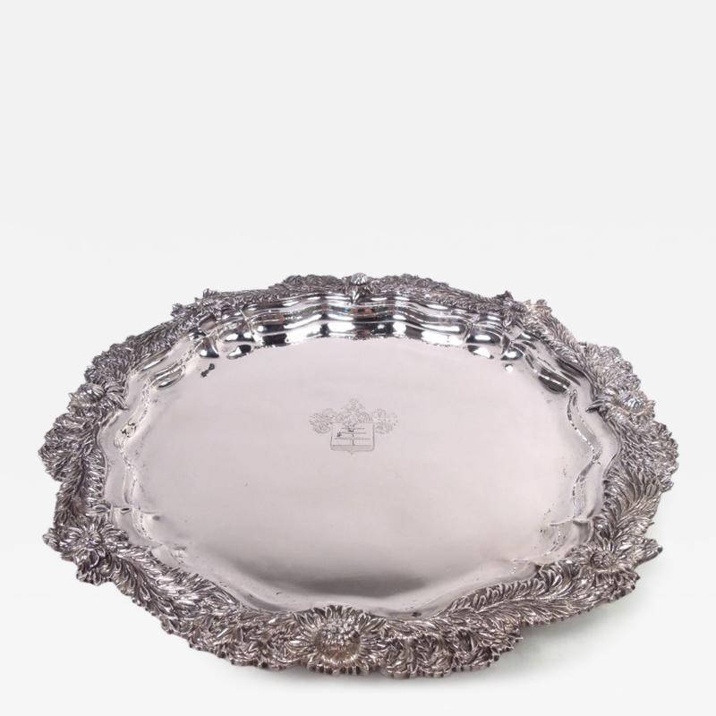  Tiffany Co Antique Tiffany Chrysanthemum Sterling Silver Round Tray
