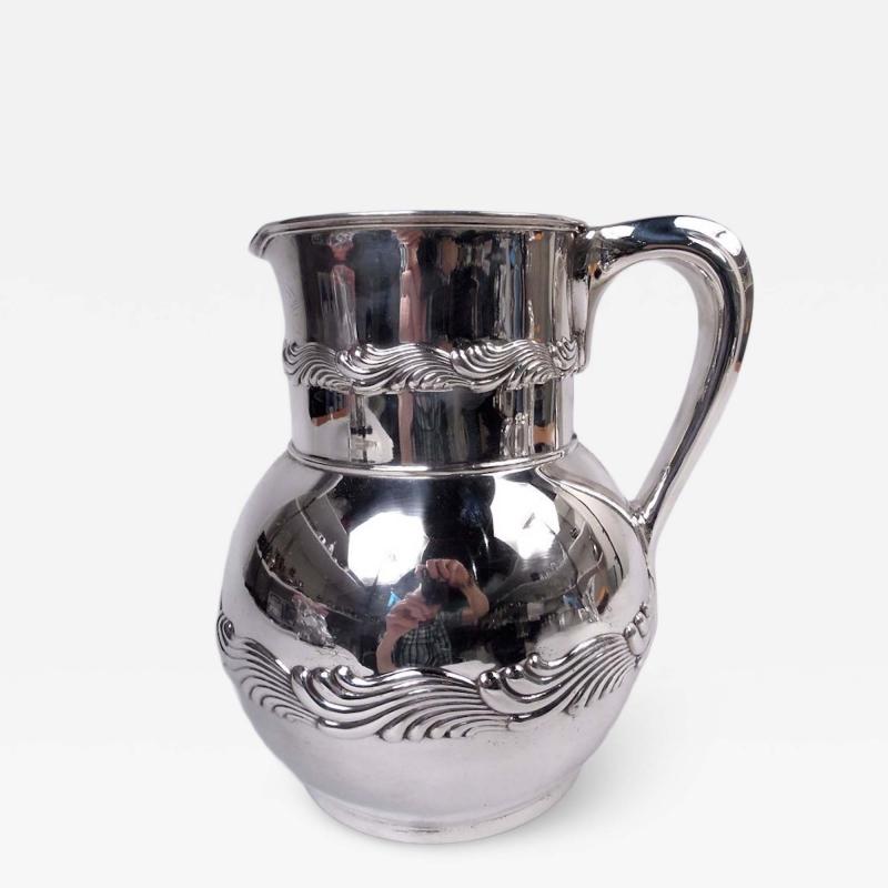  Tiffany Co Antique Tiffany Wave Edge Sterling Silver Water Pitcher