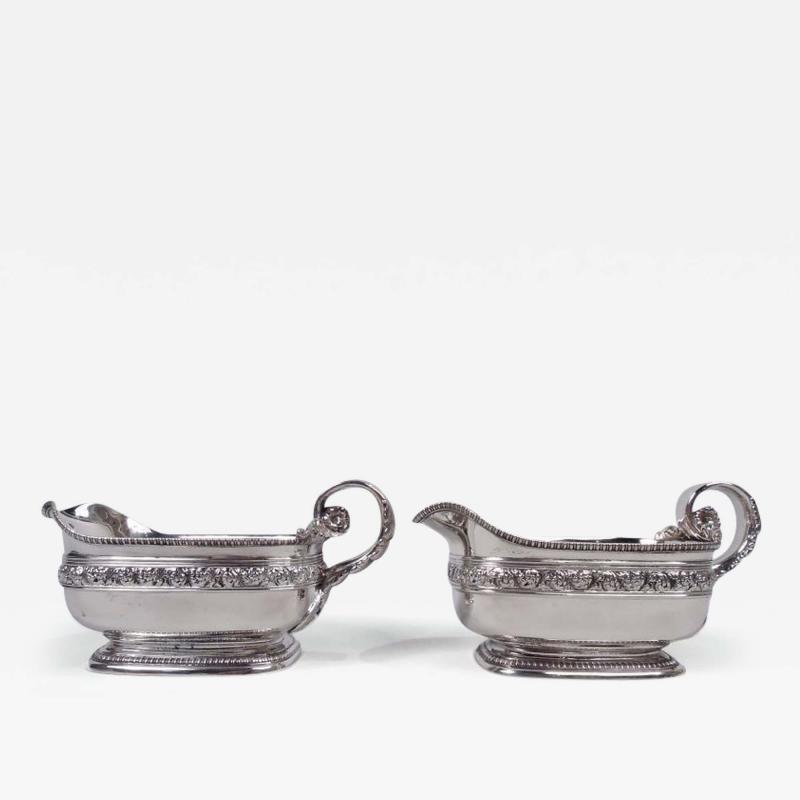  Tiffany Co Pair of Antique Tiffany Victorian Classical Sterling Silver Sauceboats