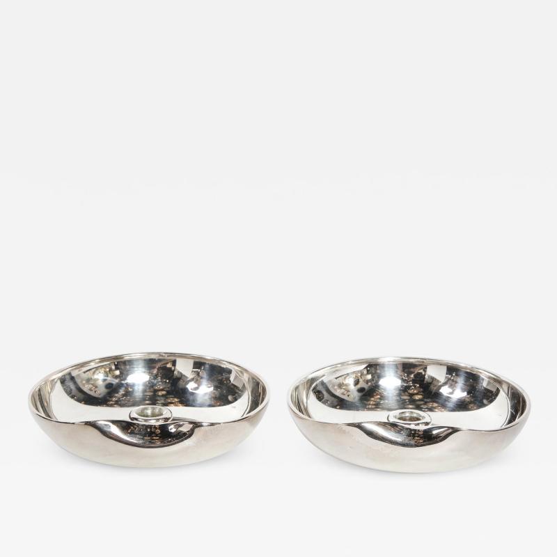  Tiffany Co Pair of Modernist Sterling Candle Holders by Elsa Peretti for Tiffany Co 