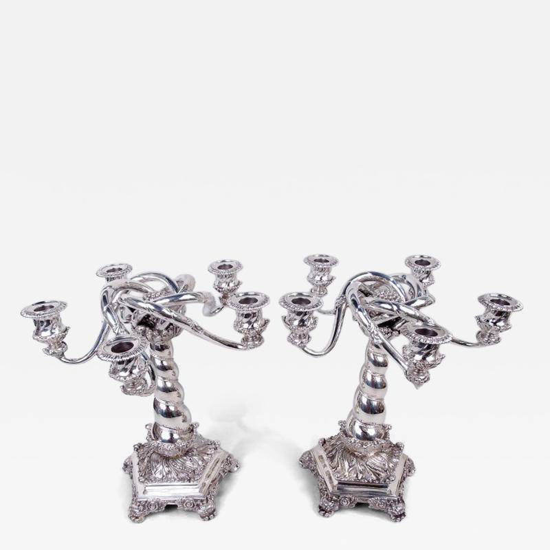  Tiffany Co Pair of Sumptuous Tiffany Victorian Classical 5 Light Candelabra