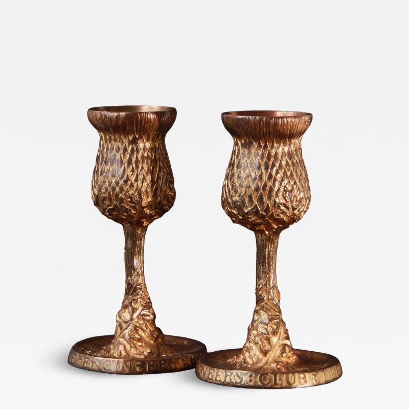  Tiffany Co Pair of Thistle Goblets by Tiffany Bronze 
