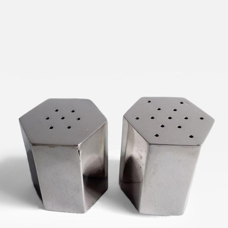 Tiffany Co Pair of Tiffany Retro Deco Sterling Silver Salt Pepper Shakers