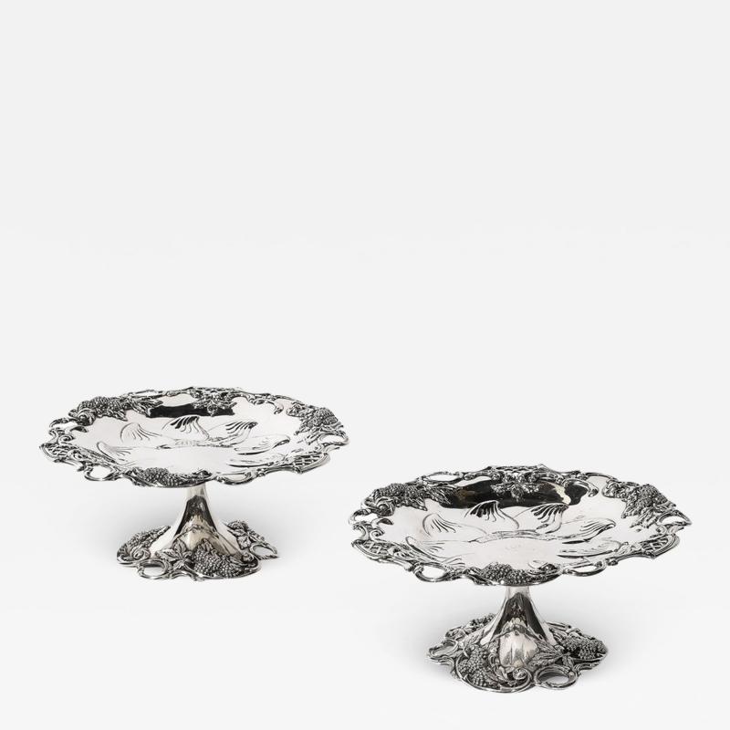  Tiffany Co Pair of Tiffany and Co Sterling Silver Blackberry Compotes Tazza