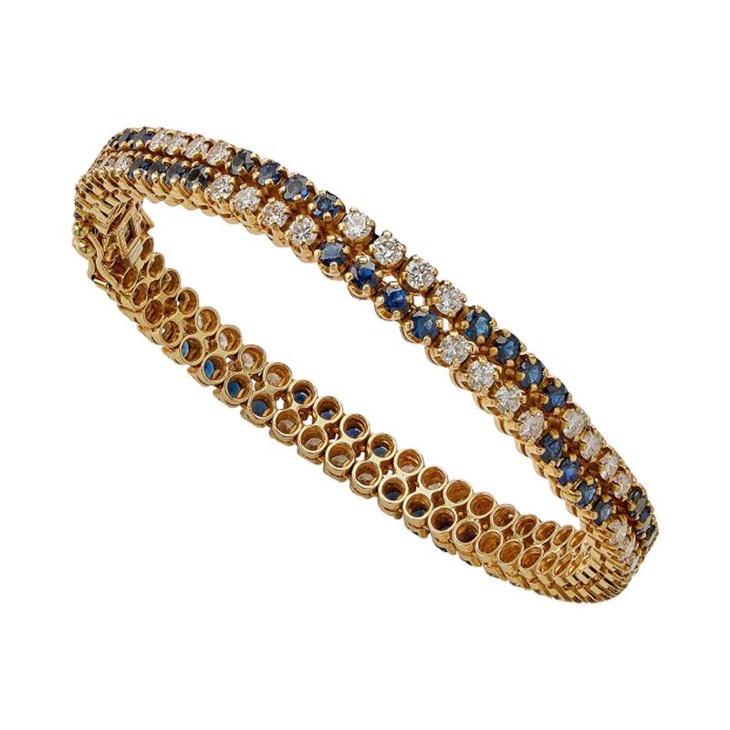  Tiffany Co Sapphire and Diamond Double Line Bracelet