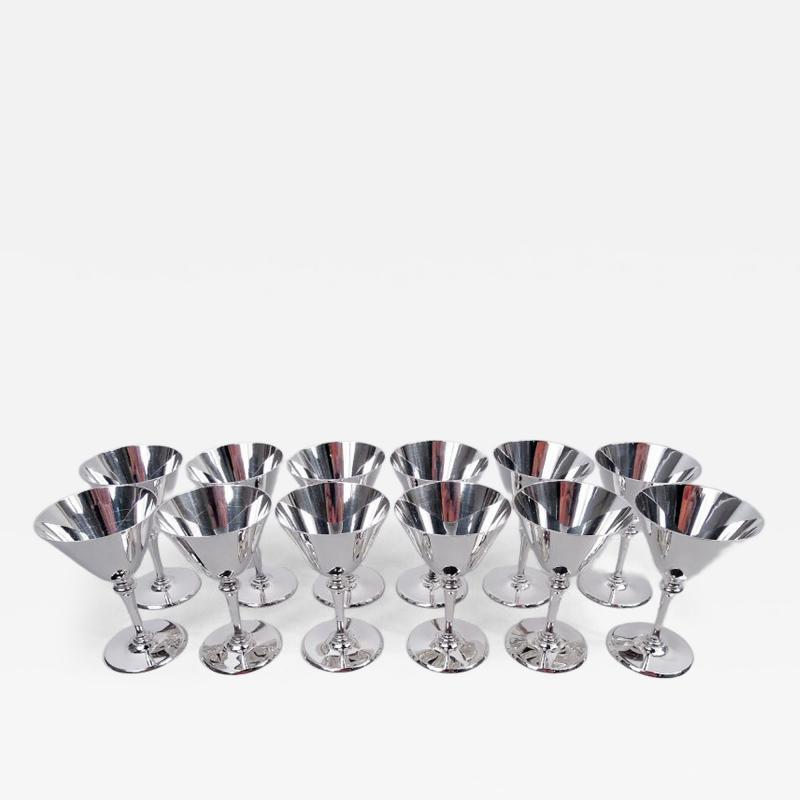  Tiffany Co Set of 12 Antique Tiffany Art Deco Sterling Silver Cocktail Cups
