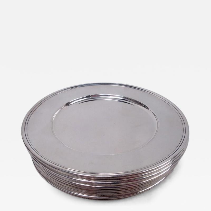  Tiffany Co Set of 12 Tiffany Modern Sterling Silver Bread Butter Plates