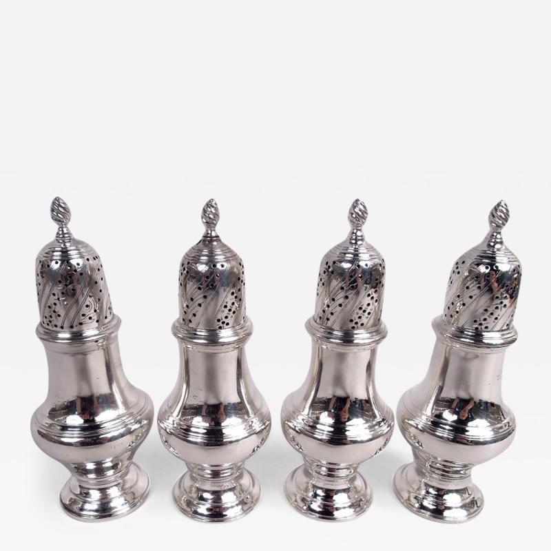  Tiffany Co Set of 4 Tiffany Georgian Classical Sterling Silver Pepper Shakers