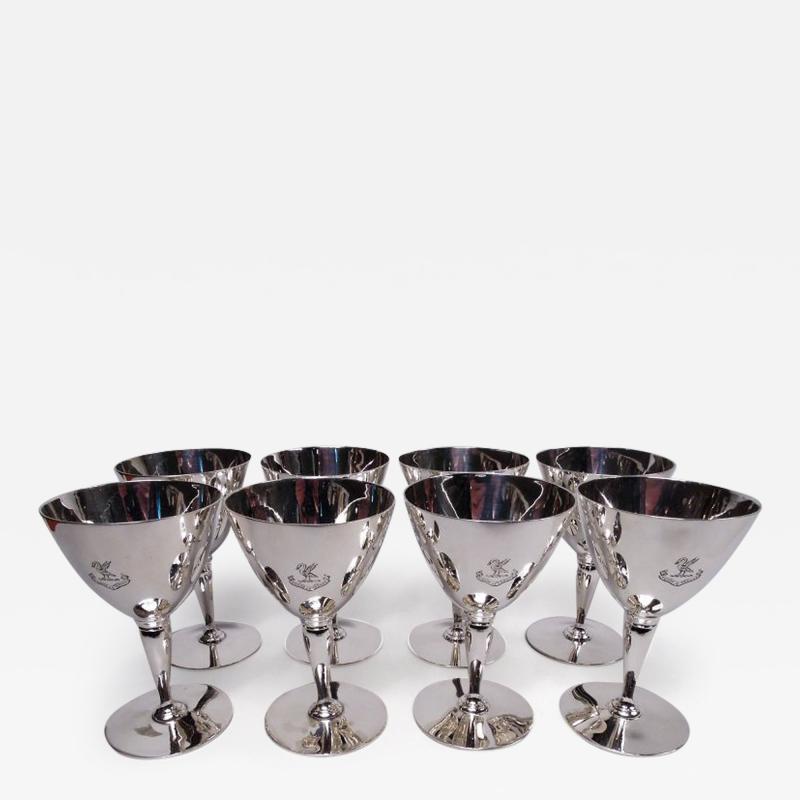  Tiffany Co Set of 8 Tiffany American Art Deco Sterling Silver Cocktail Cups