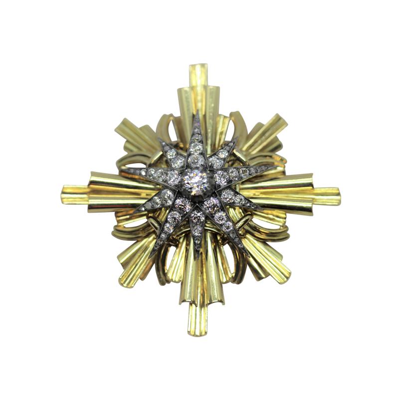  Tiffany Co Stunning Vintage Tiffany Co Gold Diamond Starburst Brooch