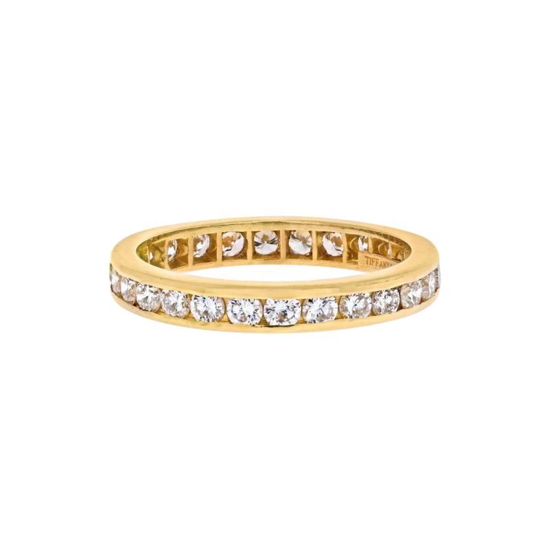  Tiffany Co TIFFANY CO 18K YELLOW GOLD 3MM DIAMOND 0 59CTS ETERNITY BAND