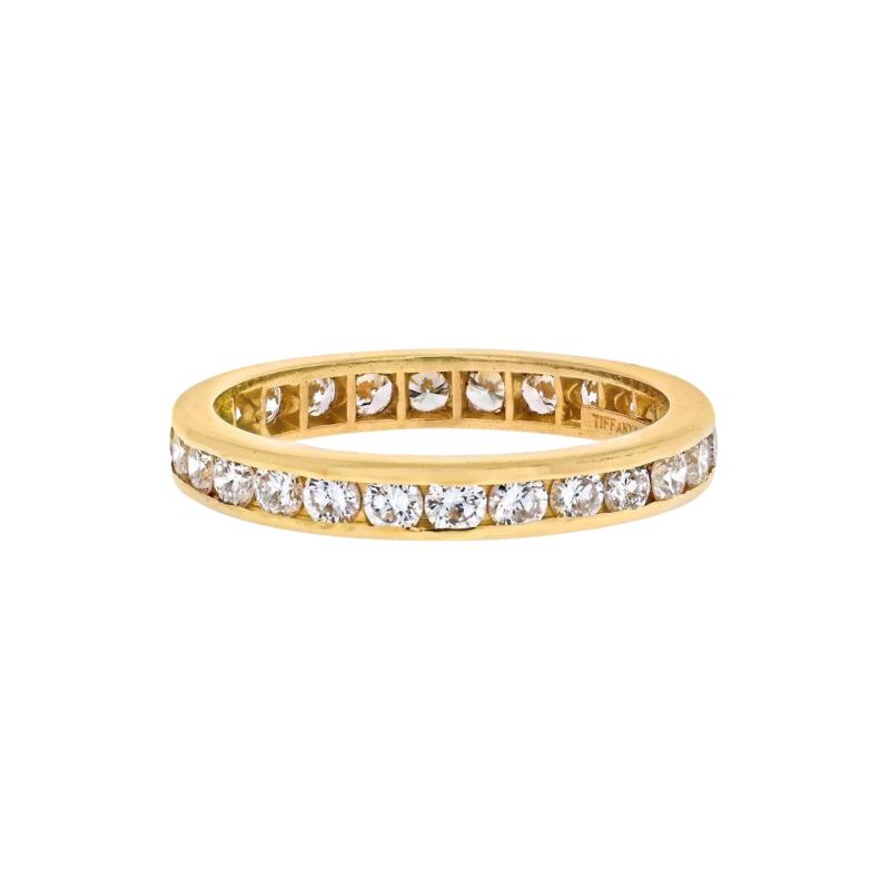  Tiffany Co TIFFANY CO 18K YELLOW GOLD 3MM ROUND DIAMOND 0 59CTS ETERNITY BAND