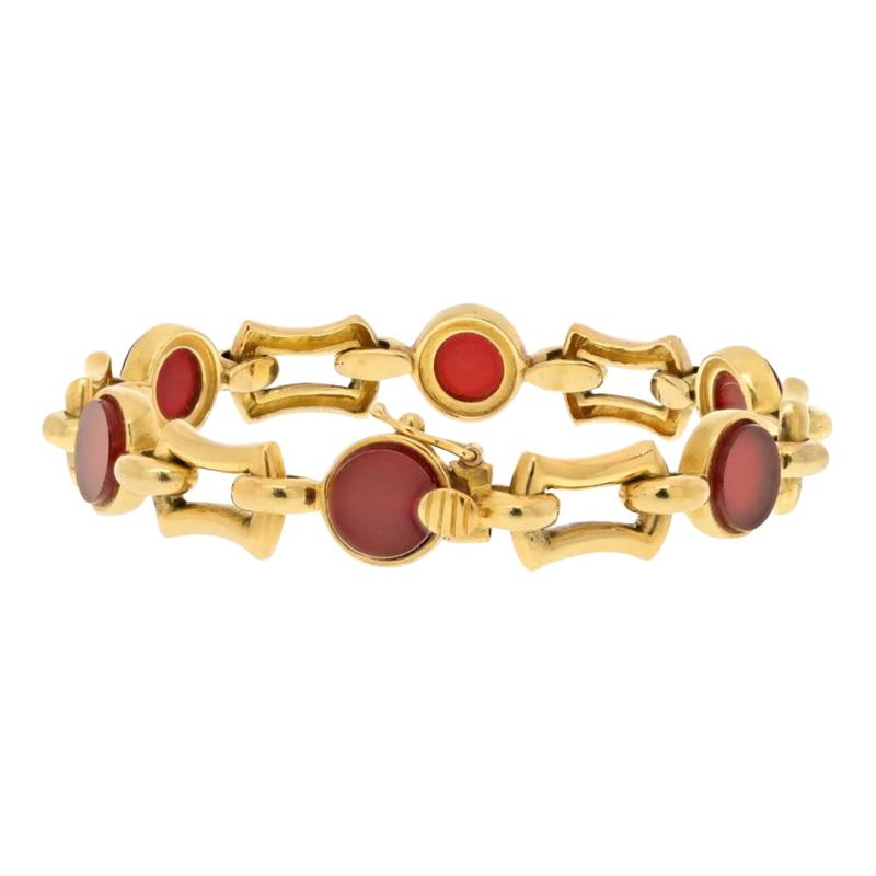  Tiffany Co TIFFANY CO 18K YELLOW GOLD CARNELIAN LINK BRACELET