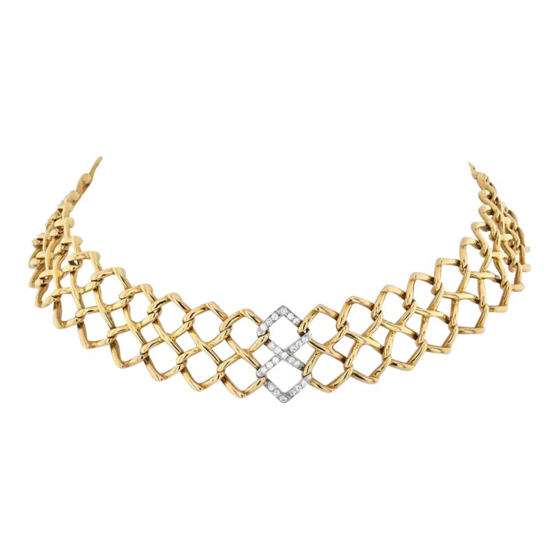  Tiffany Co TIFFANY CO 18K YELLOW GOLD PALOMA PICASSO OPENWORK CHOKER NECKLACE