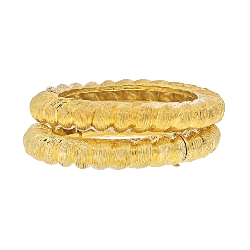  Tiffany Co TIFFANY CO 18K YELLOW GOLD TWO MATCHING VINTAGE BANGLE BRACELETS