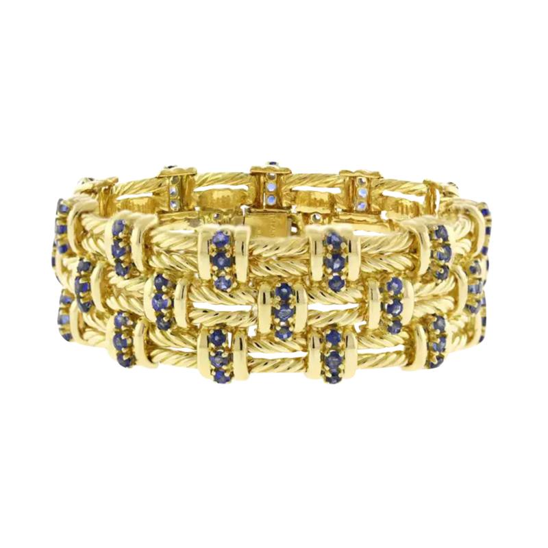  Tiffany Co TIFFANY CO 18KT YELLOW GOLD SAPPHIRE BRACELET