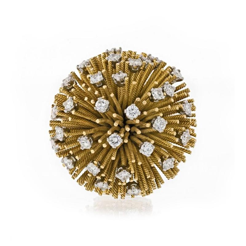  Tiffany Co TIFFANY CO 1960S 18K YELLOW GOLD SEA URCHIN DIAMOND BROOCH