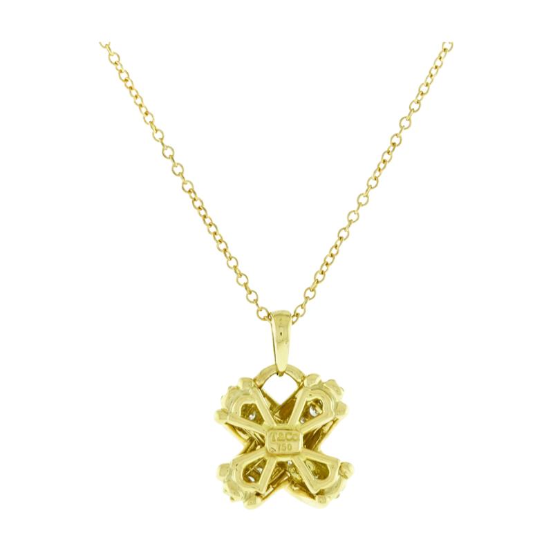  Tiffany Co TIFFANY CO GOLD SIGNATURE X WITH DIAMONDS PENDANT NECKLACE