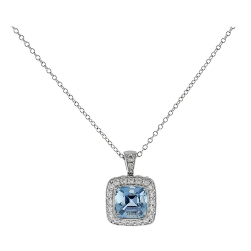  Tiffany Co TIFFANY CO LEGACY AQUAMARINE AND DIAMOND PENDANT NECKLACE