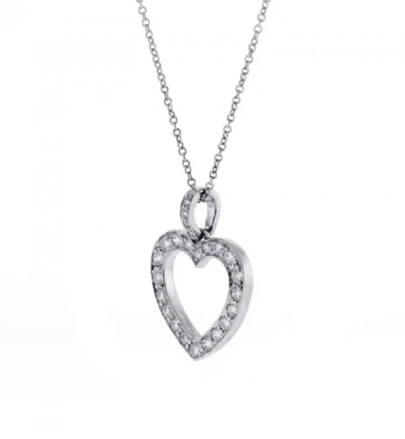 Tiffany & Co. - TIFFANY & CO. OPEN HEART DIAMOND PENDANT NECKLACE