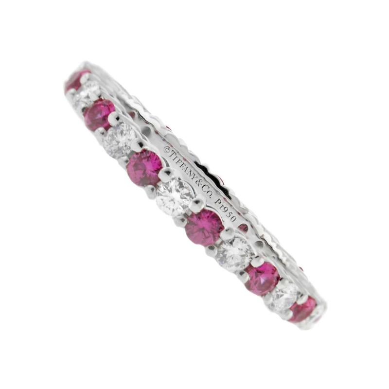  Tiffany Co TIFFANY CO PINK SAPPHIRE AND DIAMOND EMBRACE BAND RING